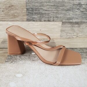 FARYL by Farylrobin Brittanie Womens Sandals Sz 9.5 M Cafe Leather Block Heel
